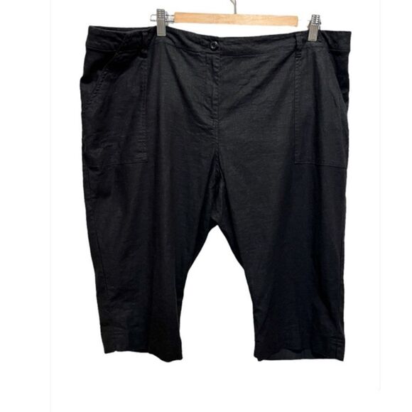 𝅺REITMAN’S Black Linen Capris Size 20 Petite - Picture 1 of 8